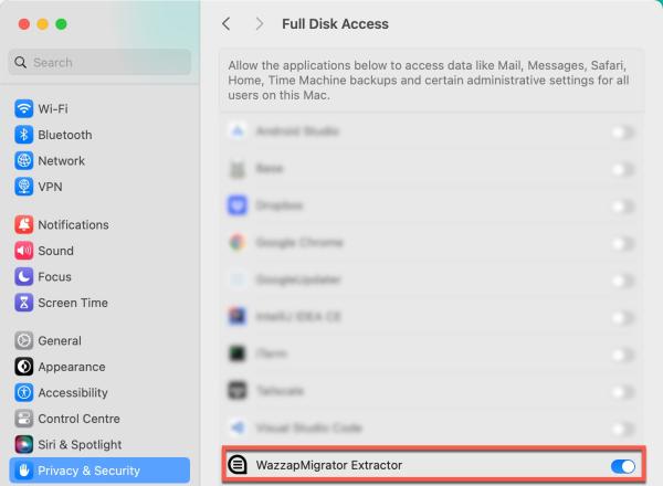 Mac OSX Sonoma - full disk permission